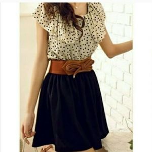 Black and cream polka-dot dress